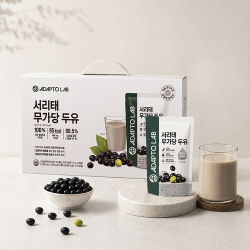 아답토랩 국산 서리태 맷돌 무가당 콩물두유 4케이스 (180ml x 60포)