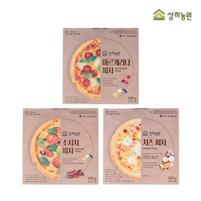 [상하농원] 48시간 저온 숙성으로 더욱 쫄깃한 수제 화덕 피자 3종 세트 (마르게리타 + 치즈 + 소시지)