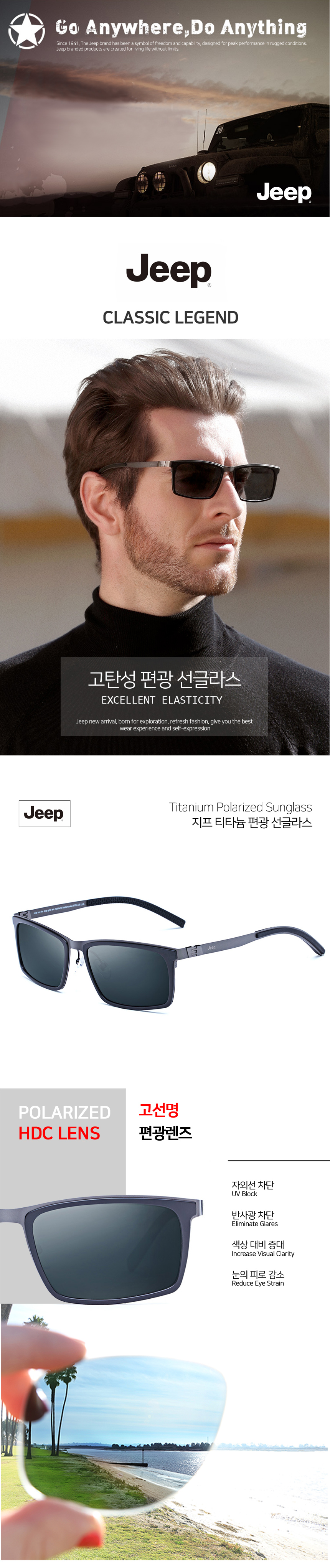 [Jeep 지프] 티타늄 프레임 편광 선글라스 JTLW6265_M3
